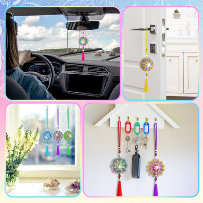 JenPen 12 Pcs Diamond Painting Car Ornaments Diamond Art Ornament for Car Double Sided Painting Hanging Ornament Crystal Gem Garden Decoration Paint DIY Kit (Classic Mandala)