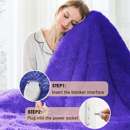 Heated Electric Blanket Throw,Warm Winter Birthday Gifts for Women Her Grandma-Faux Fur with Soft Sherpa,10 Heat Settings,5 Time Settings with Fast Heating, 50x60, Rainbow