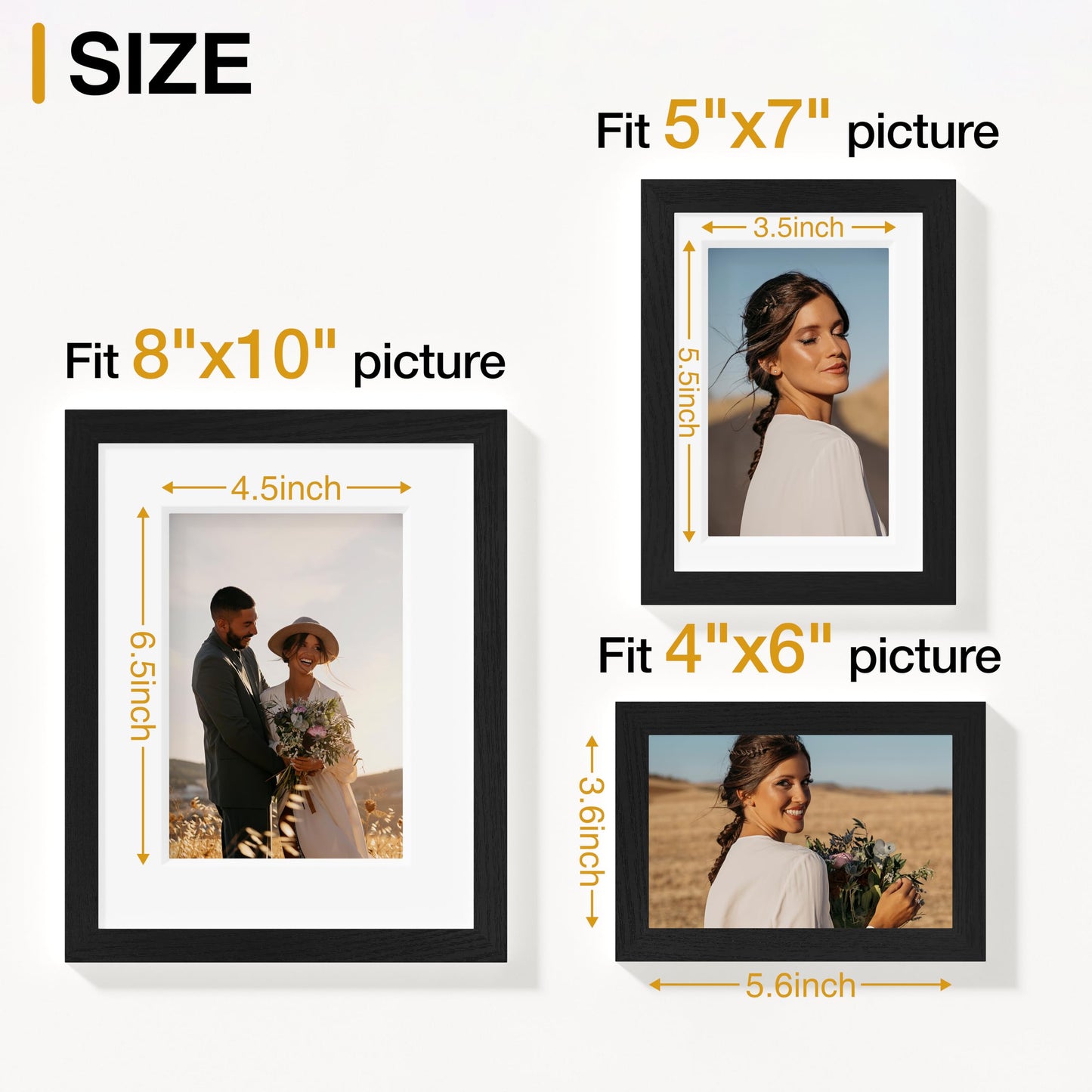 Vittanly 15 Pack Picture Frames Collage Wall Decor for Mounting or Tabletop Display, Gallery Frame Set for Family, Multi Sizes Including 3pcs 8x10, 6pcs 5x7, 6pcs 4x6, Black