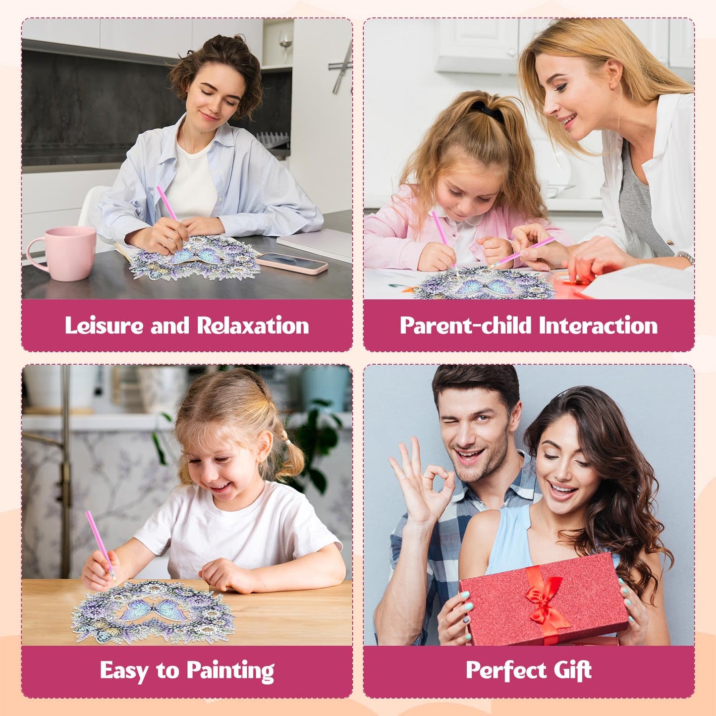 GHHKUD Butterfly Diamond Art Hanging Kits for Adults, DIY Double Sided Diamond Painting Hanging Heart, Special Shaped Acrylic Ornaments Pendants for Window Home Garden Wall