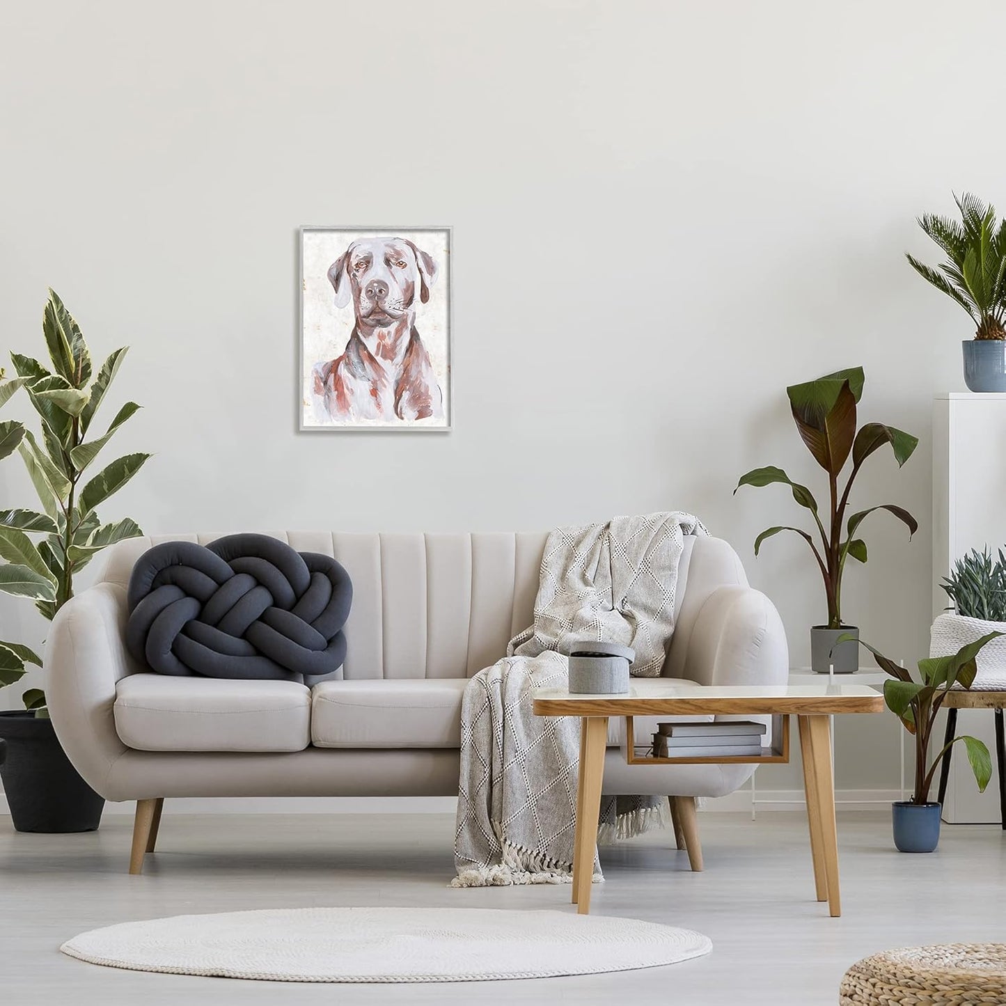 Stupell Industries House Dog Pet Portrait: Labrador Soft Tone Painting by Melissa Wang, Gray Framed Wall Art (16 x 20)