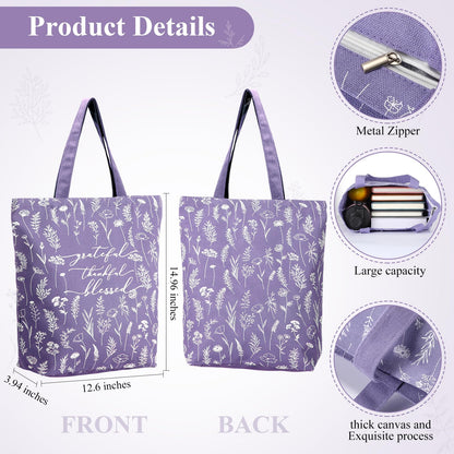 Reallnaive 14 Pcs Christian Gifts for Women Church Bible Journaling Study Kit 16oz Glass Cup Canvas Bag A6 Leather Notebook Highlighter Pen Sticky Note Sticker Fathers Day Sunday Shool Gift(Purple)