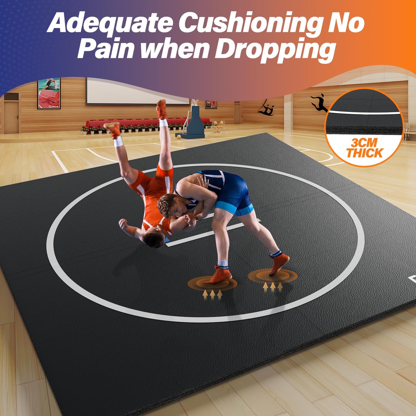 Wrestling Mat for Home Black Jiu Jitsu Wrestling Mats Durable Judo Mats for BJJ MMA Training Roll-Up Design Wrestling Mat for Grappling Martial Art Boxing Judo 10' x 6.5'