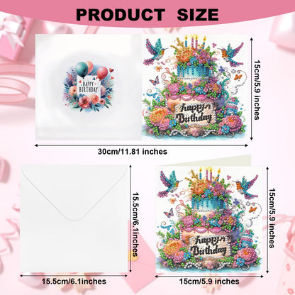 MUNORIAY Diamond Art Birthday Cards: 6 Pack Diamond Painting Greeting Cards Kits for Adults 5D DIY Special Shaped Rhinestone Birthday Folding Greeting Cards Gem Art with Envelopes Blessing Gifts