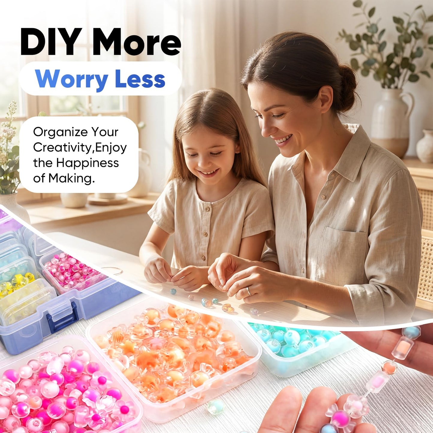 chufa Bead Organizer Box, 3-Pack (138 Mini Cases) – Clear Stackable Storage with Hinged Lids, Labels & Handle for Seed Beads, Diamond Painting Drills, Jewelry Findings, Crafts, Screws