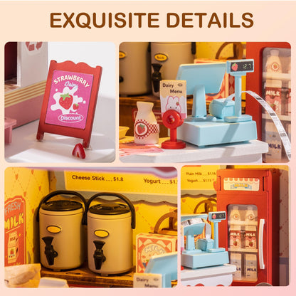 Wowood DIY Mini House Building Miniature Kit Milkbox, Miniverse Lifestyle Bookshelf Decoration, Cute Craft Kits for Women or Girls 14+, Kawaii Gifts Hobbies for Crafters (Strawberry Milkbox)