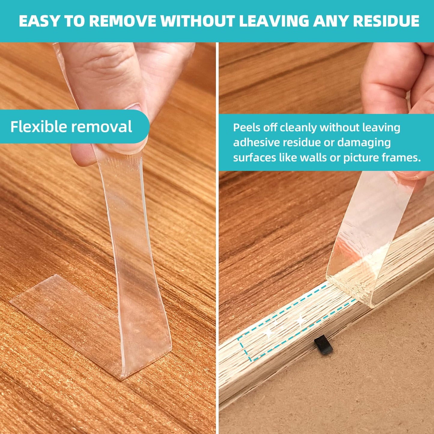 P7yaumy Double Sided Tape Heavy Duty 0.75in×20ft, Nano Tape Double Sided, Removable Traceless Two Sided Adhesive Tape, Clear Mounting Tape Double Sided Tape for Walls, Hanging Picture,Poster,Carpet