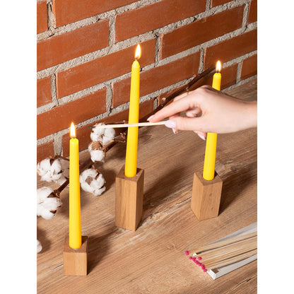 CANDWAX 10 inch Yellow Taper Candles Set of 12 - Unscented Smokeless Dripless Yellow Candles - Perfect for Home Décor, Special Occasions and Ordinary Dinners - Easter Candlesticks