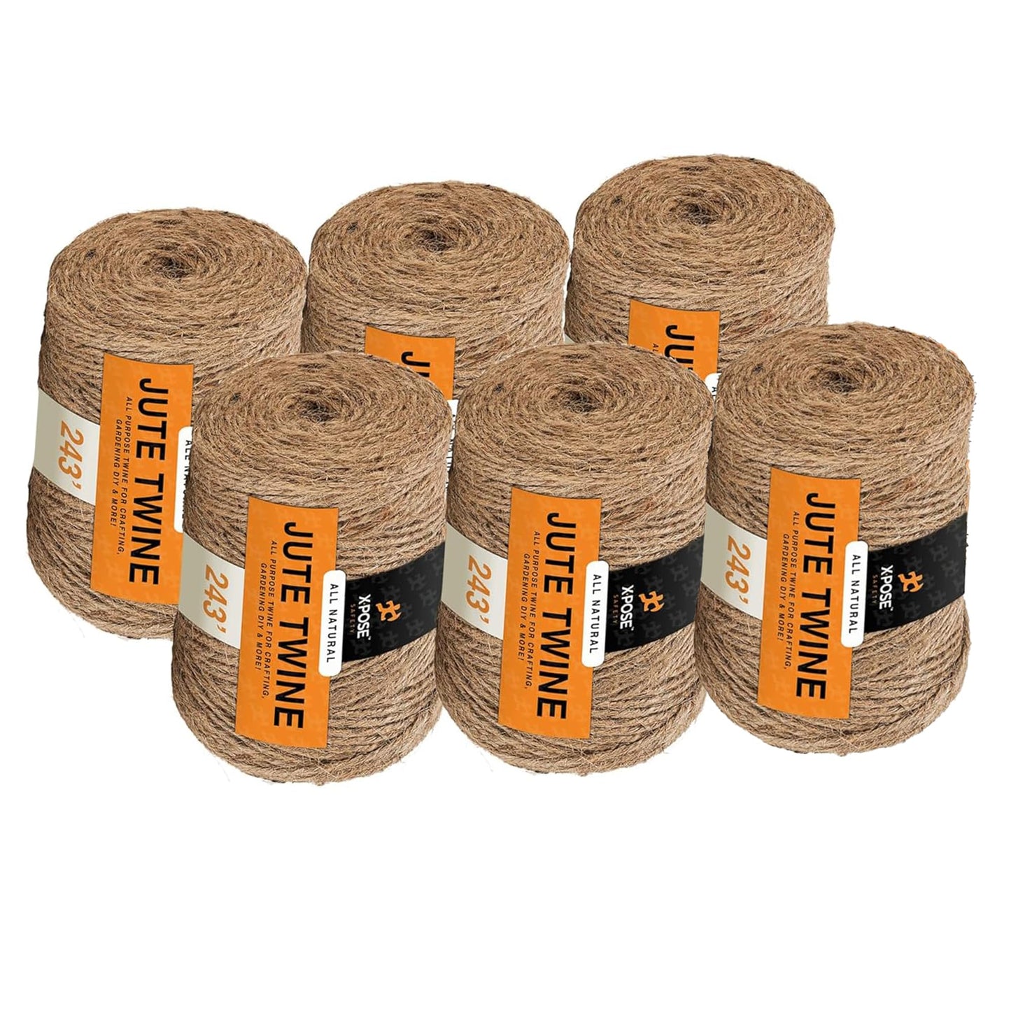 Jute Twine - 3 Ply Brown Roll 243 Feet Natural Jute String for Crafts, Packaging, Wrapping, Decorative Rope Cord for Hanging Ornaments (6 Packs)