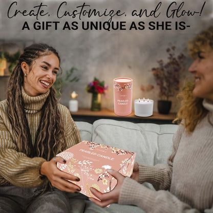 Pearled Candle Sand Gift Set - 18oz Sand Wax, 30 Wicks, 2X Natural Fragrance Oils + Free Large Glass Jar Included - Smoke-Free Powder Snow Candles, Upto 120 Hours Burn Time - DIY Candle Making Kit