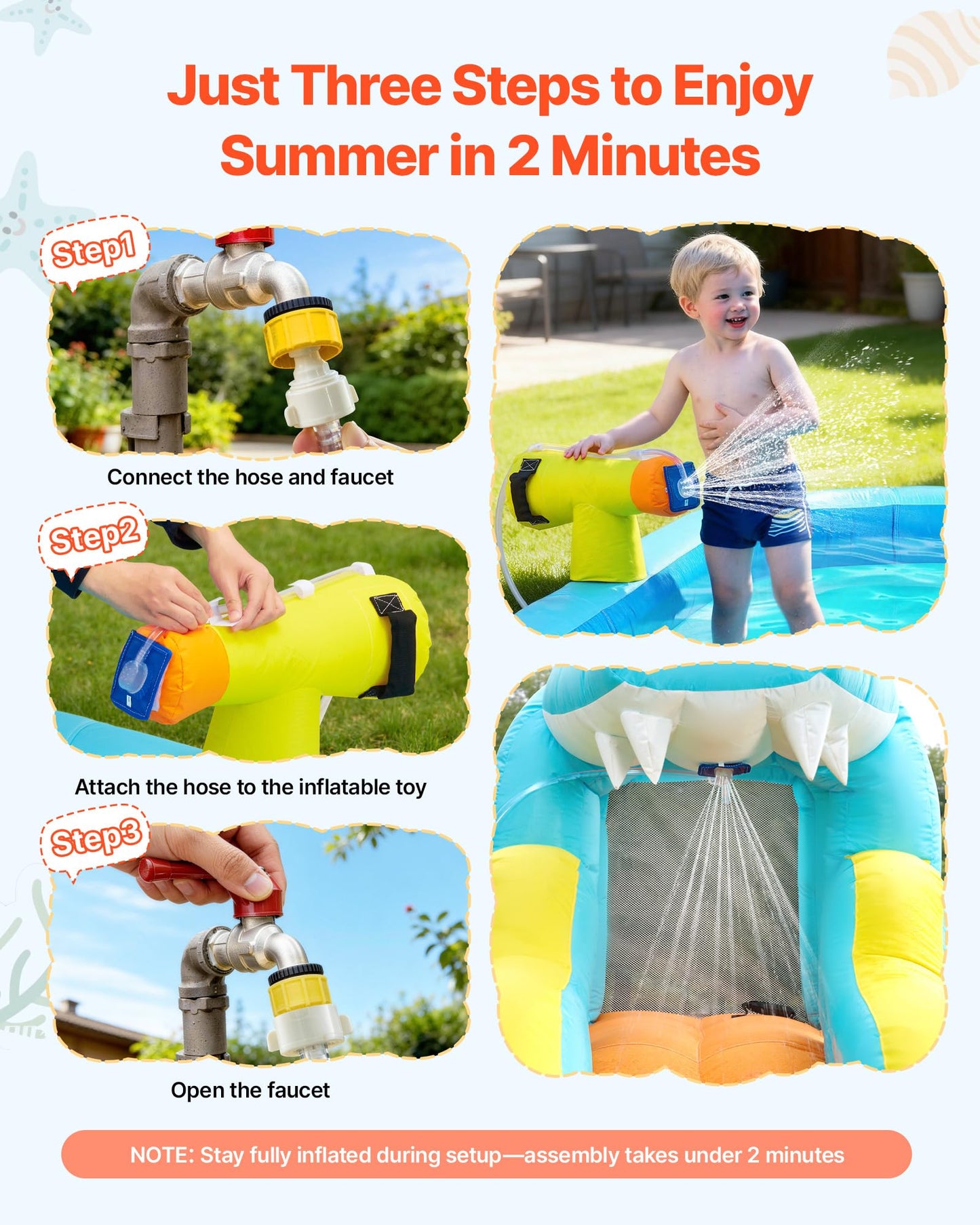 VEVOR Bounce House for Kids, Inflatable Bounce House with Air Blower, Water Slide, Bouncer Castle with Bounces Zone, Climbing Wall, Splash Pool & Water Ring Toss, for 3 to 4 Kids Ages 3 to 8