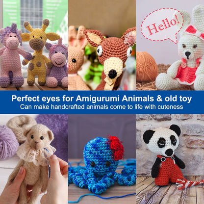 RuWfpz Glitter Safety Eyes for Crocheting Amigurumi 18-30mm - 4 Colors Stuffed Crochet Animal Eyes with Washers, 80Pcs Plastic Clear Button Doll Eyes for Crafts Bear Plushies Toy
