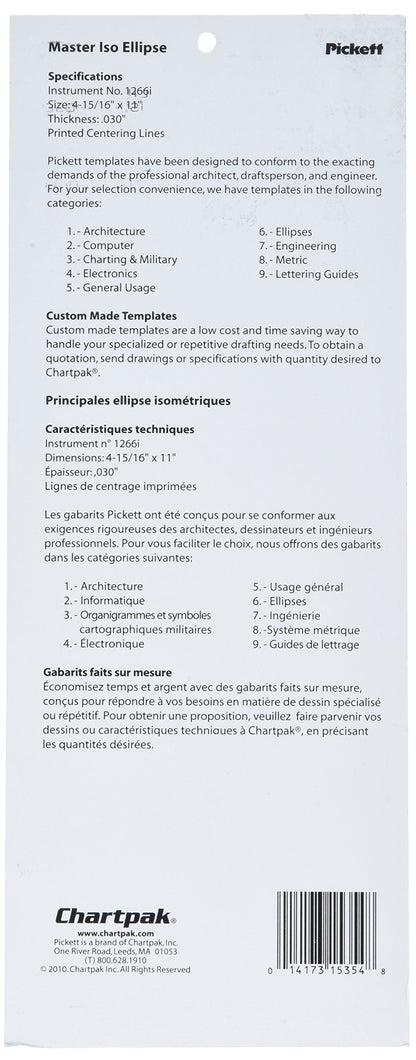 Pickett Master Isometric Ellipse Template (1266I)