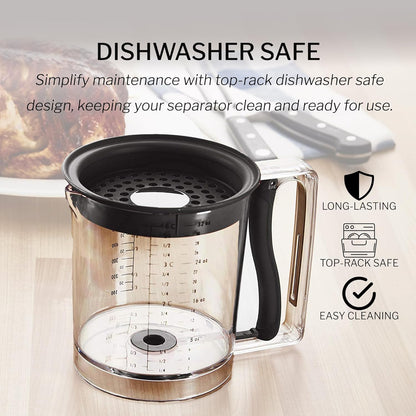 Amco 32oz Grease Separator, Bottom Release, Mess-Free Pouring, Dishwasher Safe
