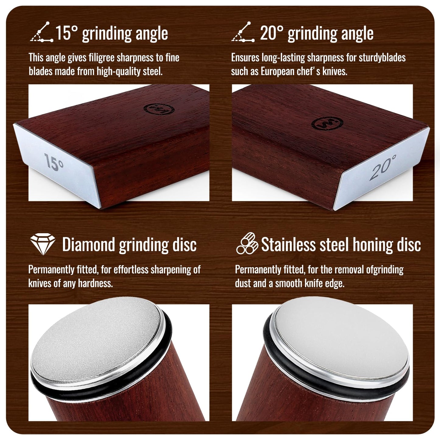 Knife Sharpener Tool,Rolling Knife Sharpener Kit with Diamond for Steel of Any Hardness, knife Sharpener with 15 & 20 Degree Magnetic Anglefor Chef's, Fruit, and All Steel Knives