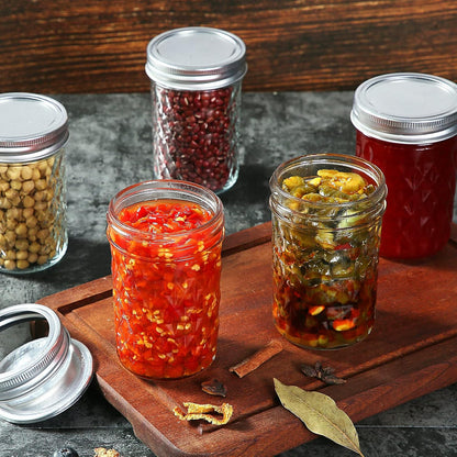 12 Pack 8 oz YEBODA Mason Jars with Airtight Lids and Bands Glass Canning Jars Ideal for Preserving, Jam, Honey, Jelly