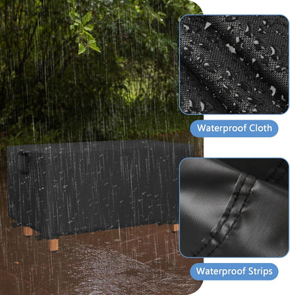 44inch Black-44"L 12" 17" Outdoor Bench Cover, Waterproof Wooden Bench Cover Rectangle for Patio Teak Bench Farmhouse