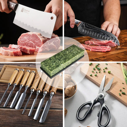 Suwajume Knife Sharpening Stone,10000 Grit Whetstone Final Fine Polishing Natural Green Honing Oilstone for Knives Tools,Cutting Tools 180 * 60 * 30mm (A)