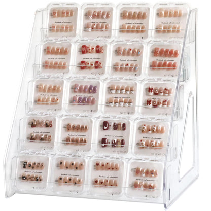 5 Tier Card Stand, 2 Pack Clear Card Display for Greeting Cards, Postcards, Stickers,Sports Cards,Trading Card,Tiered display rack,Retail Photos Shelf for Vendors Craft Collection Show (2Pack-5Tier)