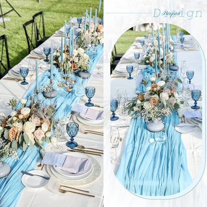 Showgeous 24 Pack Purple Cheesecloth Table Runner 10Ft Boho Gauze Cheese Cloth Table Runner 35x120 Inch Long Rustic Sheer Table Decor for Wedding Bridal Shower Holiday Party