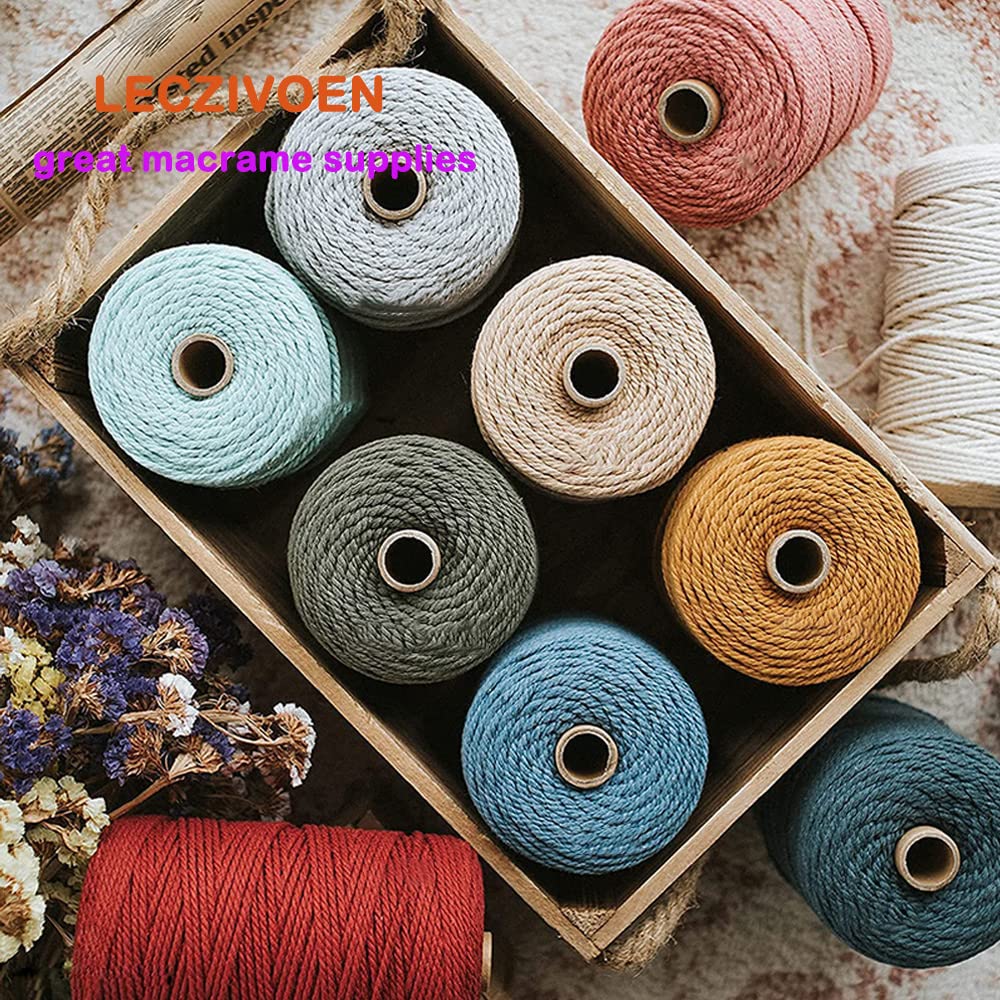 Macrame Cotton Cord, 4 Ply Twisted Macrame Yarn, Natural Cotton Cord Perfect Macrame Supplies for Macrame Plant Hangers DIY Crafts (Purple, 5mm*109Yards)