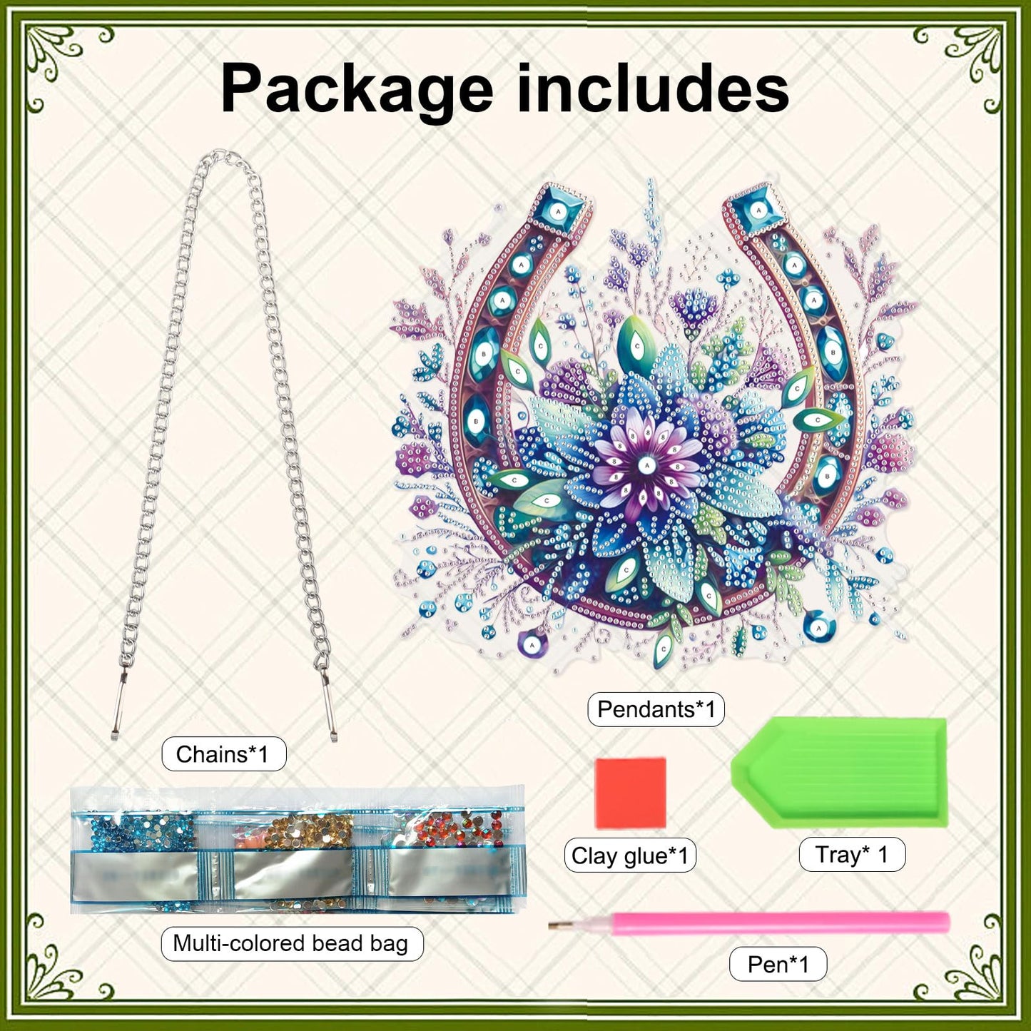 Focart 5D DIY Acrylic Special Shaped Diamonds Painting Hanging Pendant Kits, Wreath Diamond Art Hanging Window Pendant Ornament for Home Decoration and Gift