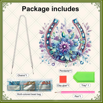Focart 5D DIY Acrylic Special Shaped Diamonds Painting Hanging Pendant Kits, Wreath Diamond Art Hanging Window Pendant Ornament for Home Decoration and Gift