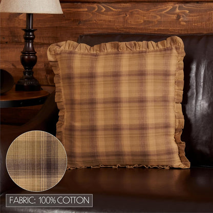 VHC Brands Prescott Plaid Cotton Rustic Square Pillow, 16x16 Filled Bedding Accessory