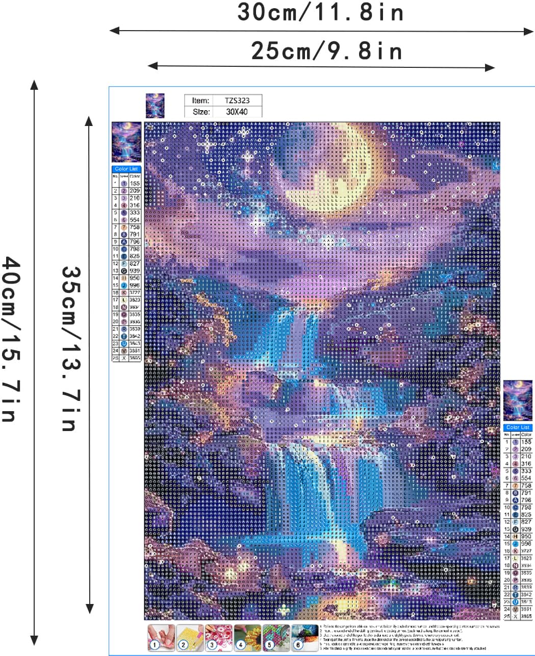 MOMDEDP 5D Diamond Painting Kits for Adults, Landscape Scenery Diamond Art Kit, Waterfall DIY Full Round Drill Diamond Dot Gem Art Kits for Beginners, Home Wall Decor 12x16 Inch