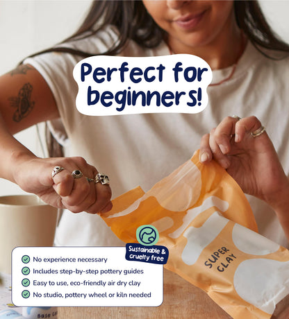 Pott'd Air Dry Clay for Adults. Beginners Home Pottery Kit for Adults. DIY Crafts Includes: Air-Dry Clay, Tools, Paints, Brushes, Sealant, Guides