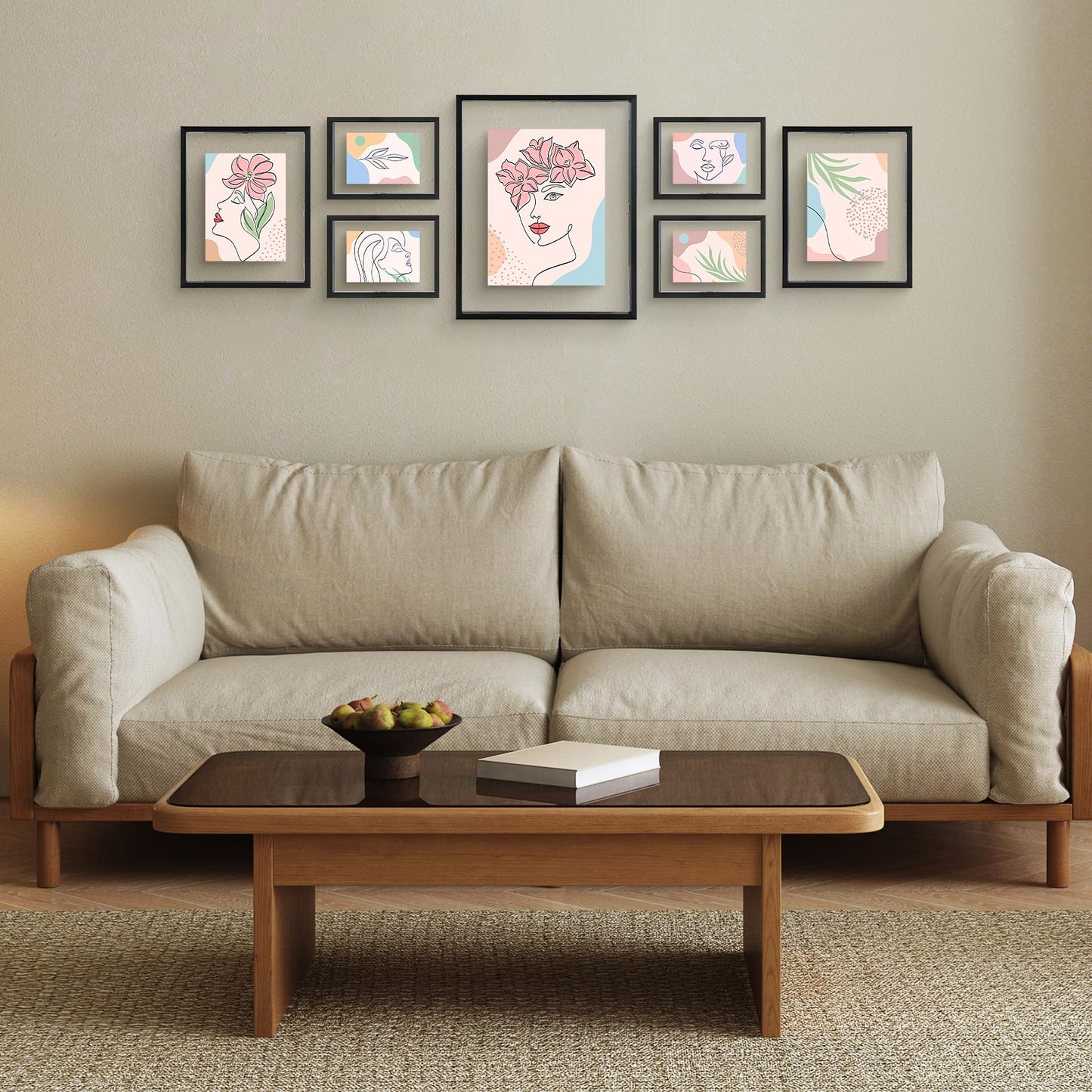 Frametory, Floating Picture Frames Set - Black Metal Photo Frames - Real Glass - Displays One 11x14, Two 8x10, And Four 5x7 Inch Photos for Home Decoration