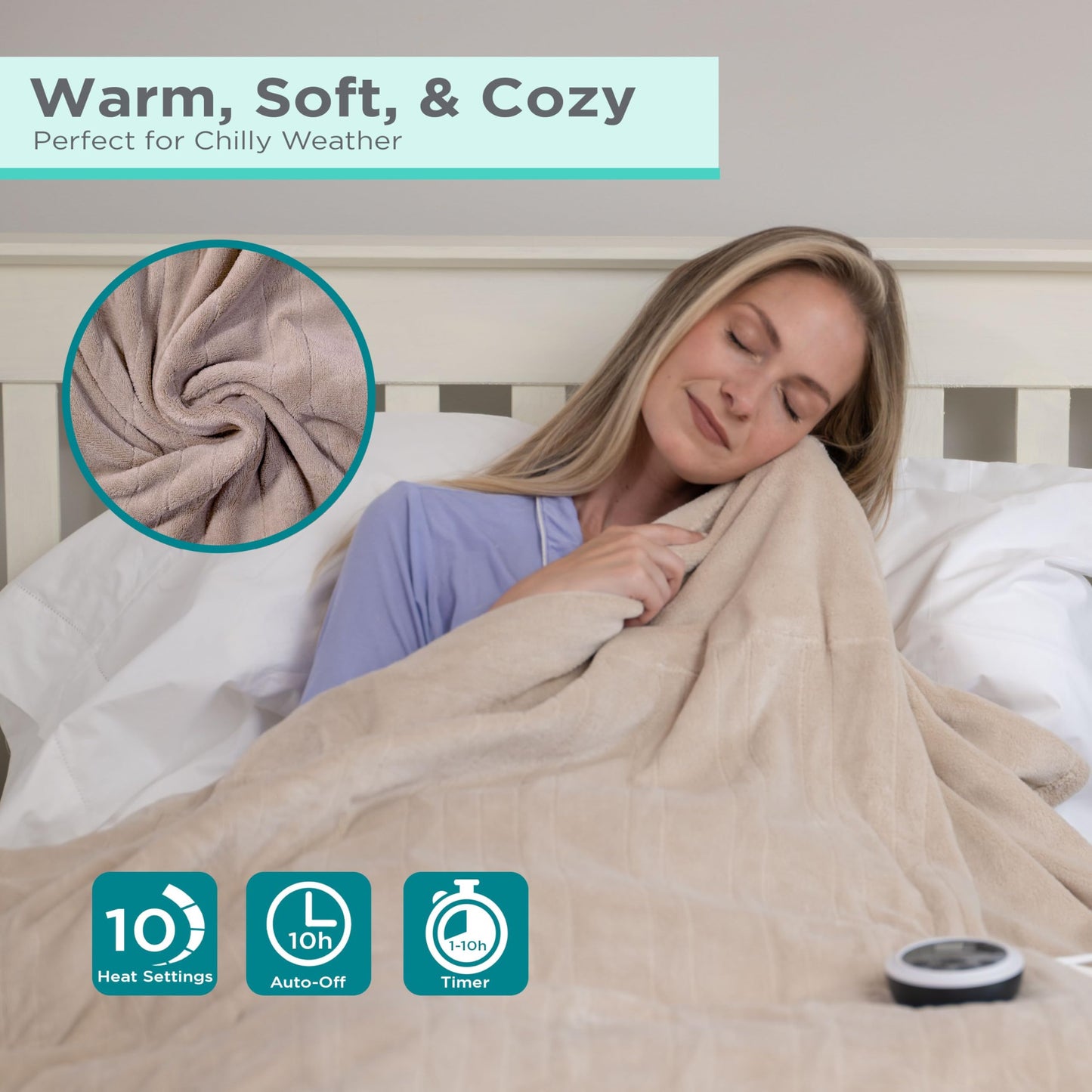 BLACK+DECKER Heated Blanket Electric Throw, Fleece Electric Blanket, Heating Blanket with 4 Heating Levels, 3H Timer, Auto Shutoff, Fast Heating (50x60 inches, Maroon)