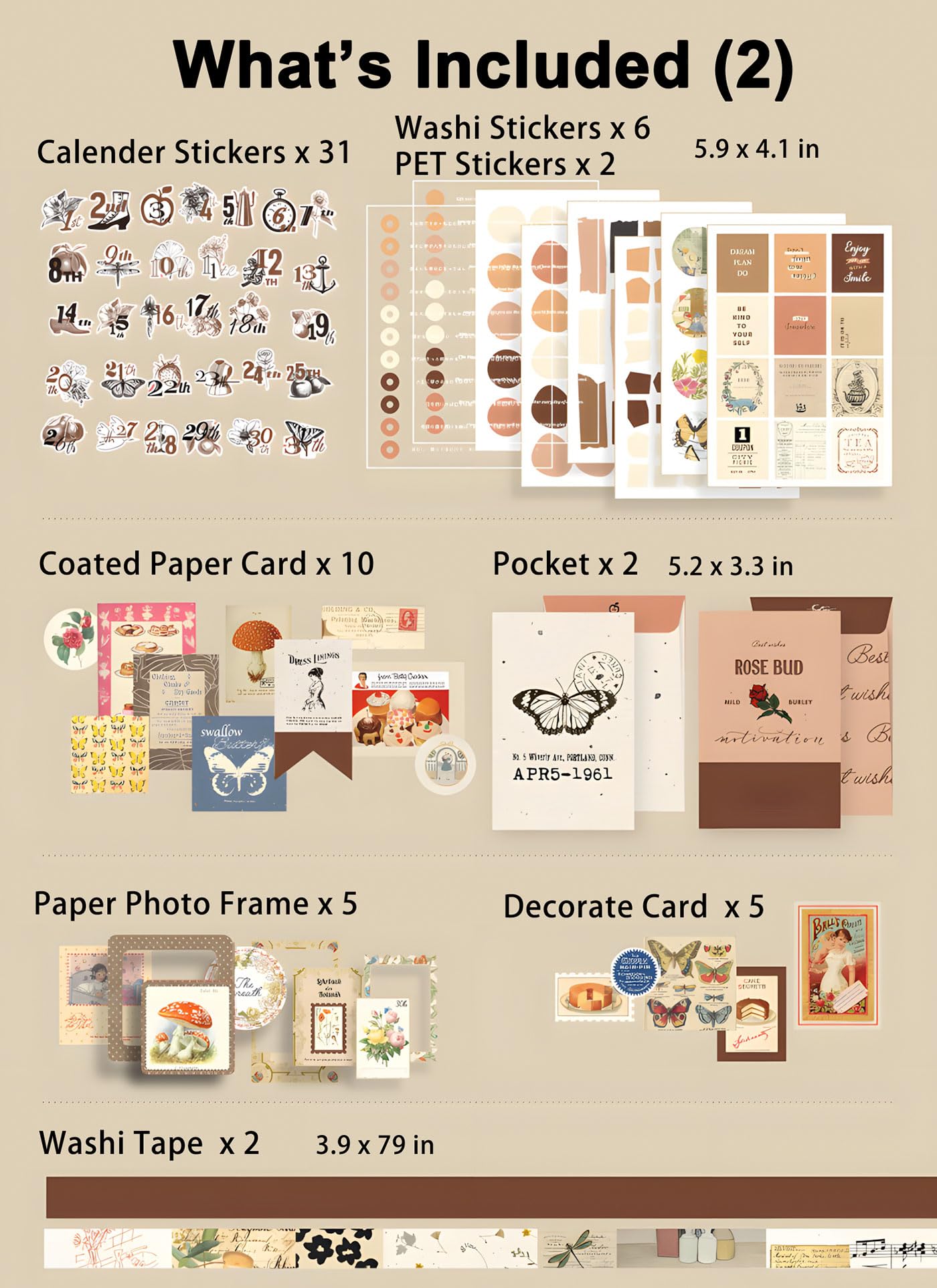 YagCu 348 Pcs Scrapbooking Kit, Vintage Junk Journal Supplies for Adult, Large Collection Journal and Scrapbook Set, Bullet Journals Materials, Journaling Arts Craft Beginner