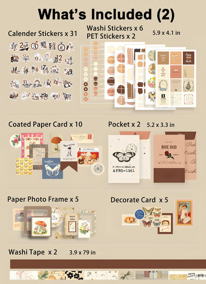 YagCu 348 Pcs Scrapbooking Kit, Vintage Junk Journal Supplies for Adult, Large Collection Journal and Scrapbook Set, Bullet Journals Materials, Journaling Arts Craft Beginner