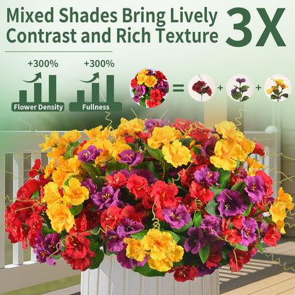 Artificial Flowers for Outdoors 6 Bundles UV Resistant Silk Flowers for Outside, Real Touch Faux Hibiscus Bouquets Tropical Faux Plants Fake Flowers for Outside Planter Front Porch Yard Home Decor