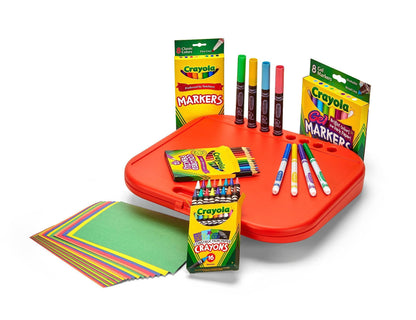 Crayola Create 'N Carry Travel Art Set for Kids (75pcs), 2-in-1 Lap Desk & Carrying Case, Essential Art Supplies Kit, Spring Crafting, Gift for Kids