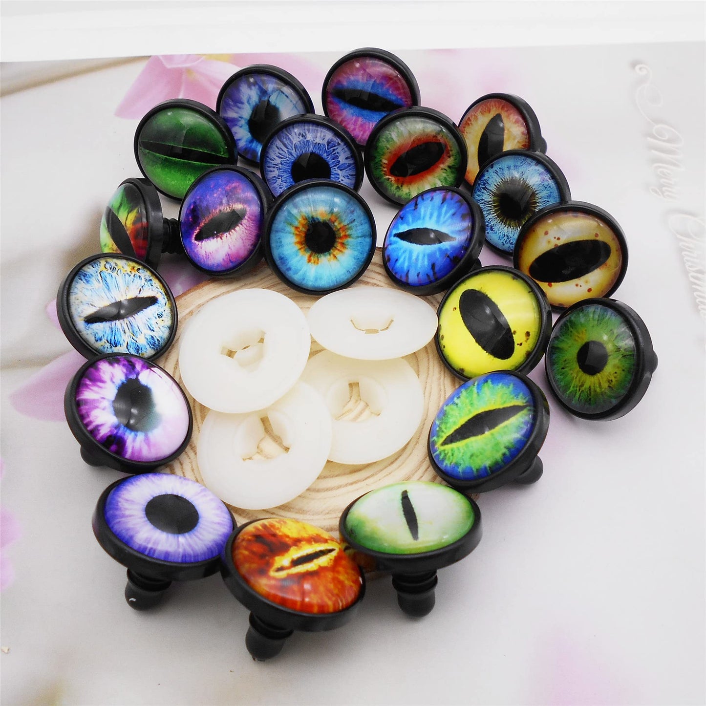 Julie Wang 40PCS 9MM Dragon Safety Eyes Animal Crafts Making Amigurumi Crochet Project DIY Supplies for Adult Artist Model Enthusiast with Washer 0.35inches
