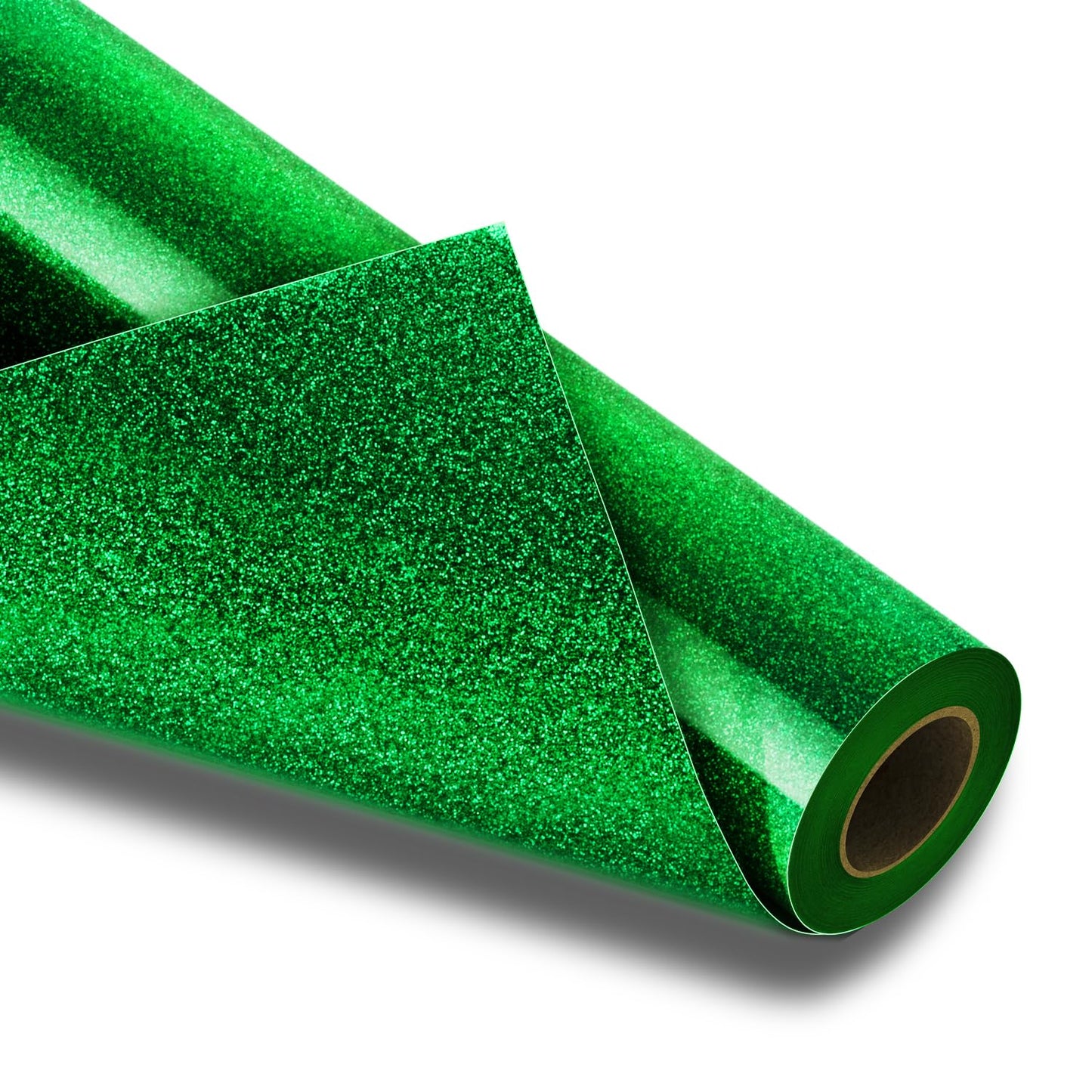 VinylRus Green Glitter HTV Heat Transfer Vinyl Roll-12 x 10ft Green Glitter HTV Vinyl for T-Shirt Clothing Bags,Glitter Iron on Vinyl for All Cutter Machine - Easy to Cut and Weed