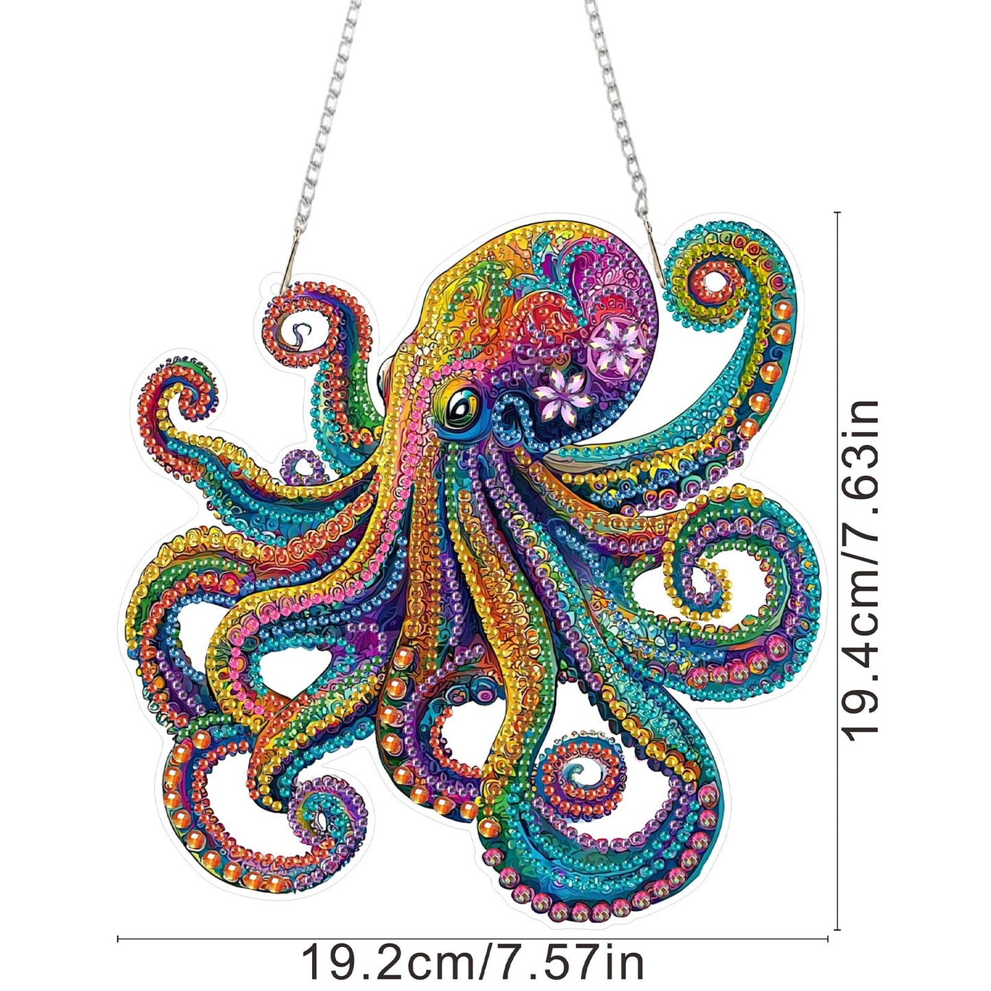 SENQAO Octopus Diamond Art Hanging Kit for Adult, Special Shaped Rhinestone, DIY Acrylic 5D Diamond Art Painting Window Pendants Home Garden Wall Hanging Kits Hanging Ornament