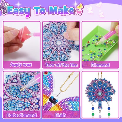 WethCorp Diamond Painting Arts and Crafts for Kids Ages 8-12,Birthday Gifts for 6 7 8 9 10-12 Year Old Girls Diamond Art Kits for Adults Teen Girl Gifts Trendy Stuff Wind Chimes Home Decor (4 PCS)