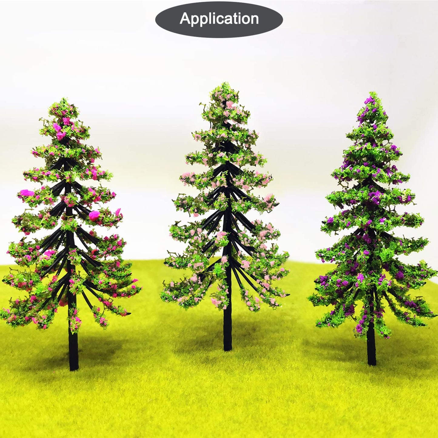 PrettyLife Miniature Flower Grass Cluster Tufts Material Colorful for DIY Mini Dollhouse Fairy Garden Tree Railway Simulated Static Scenery Micro Landscape Model (Rose)