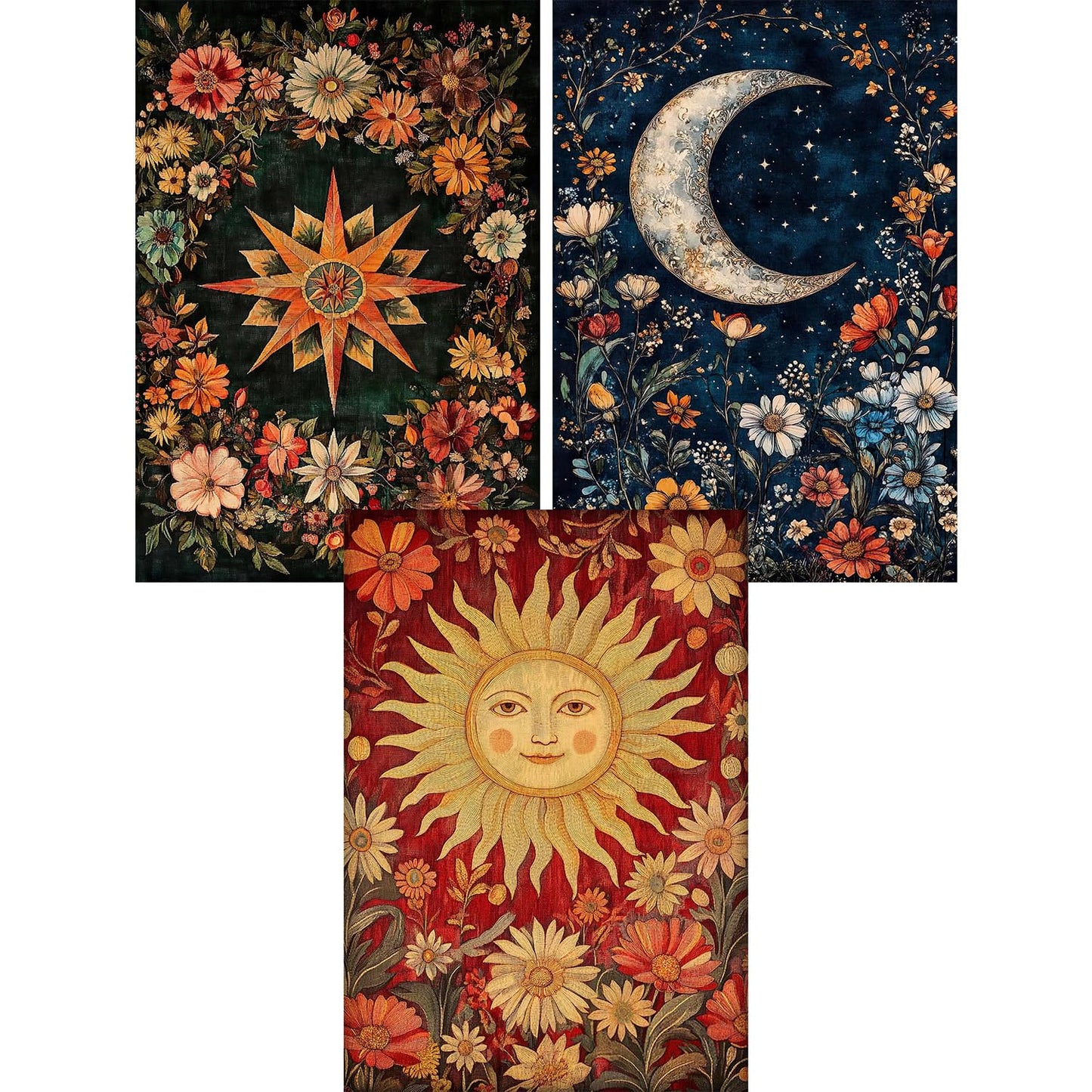 EIBEILI 3 Pack Tarot Diamond Art Kits for Adults - Diamond Painting for Sun and Moon and Stars Adults Beginner, DIY Full Rhinestone 5D Diamond dots (Gemstone Craft), Home Wall Decoration (12x16 inch)