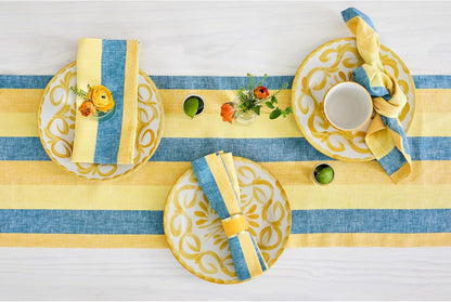 48 Inches 100% Summer 14 48 Inch Summer Solino Home Linen Table Runner - Cabana Stripe, Pure Linen Bright Stripe Small