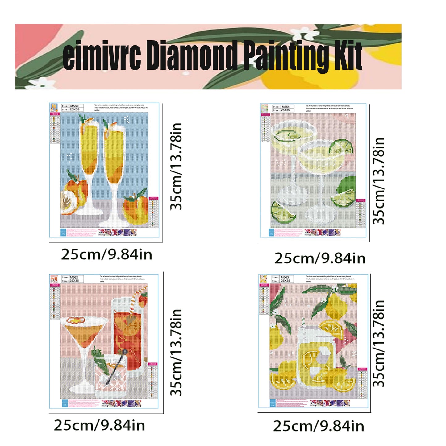 eimivrc 4 Pcs Diamond Painting Kits for Adults-Diamond Art Kits for Adults,DIY Painting for Adult Full Drill Diamond Painting Kits for Home Wall Decor(10x13.8 inch)