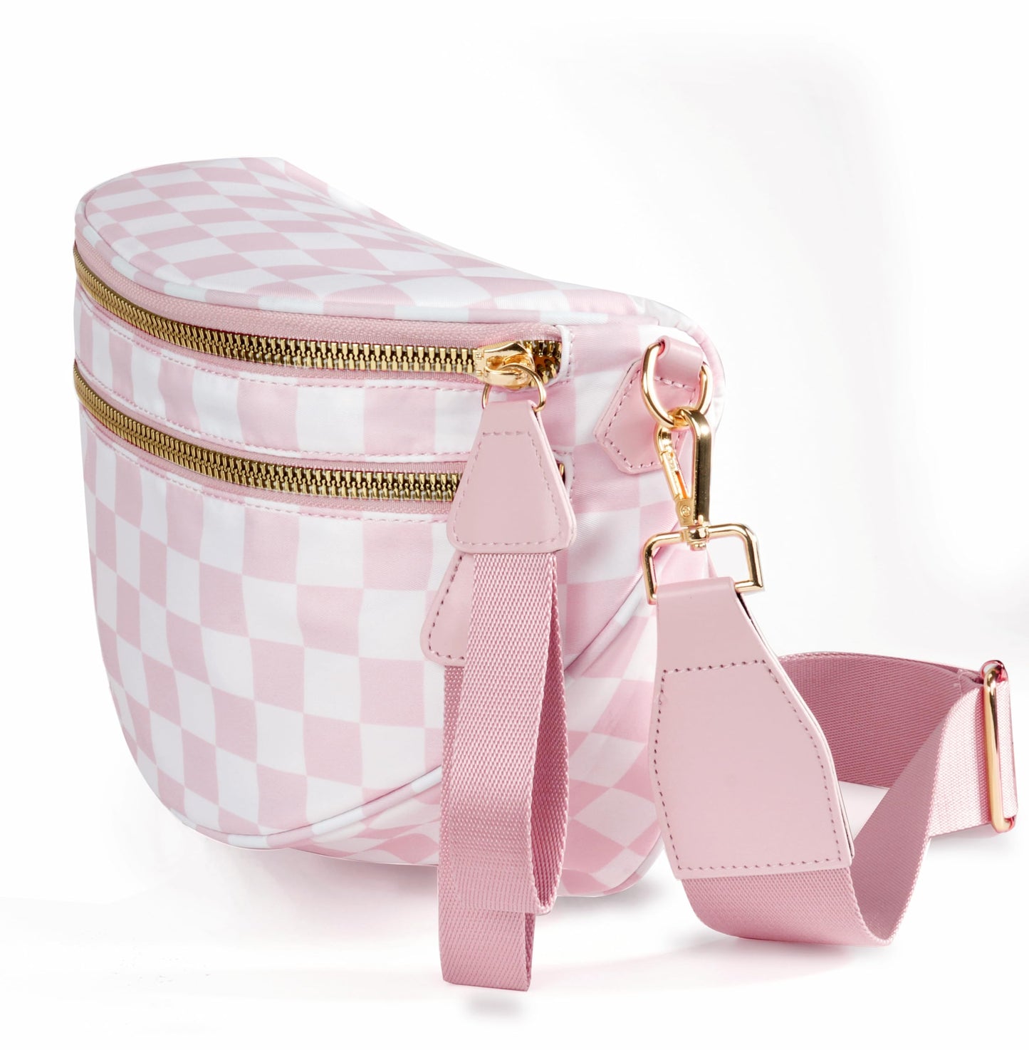Spacious Checkered Nylon Crossbody Bag Bum Bag Checkered Handbags Wallets for Women