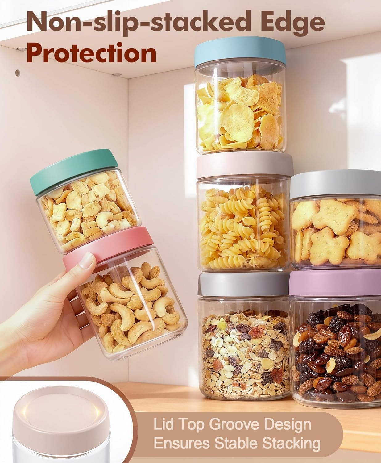 6 pack 10 oz Overnight Oats Containers with Lids and Spoons Glass Jars with Airtight Lids: Wide Mouth Mason Salad Jars