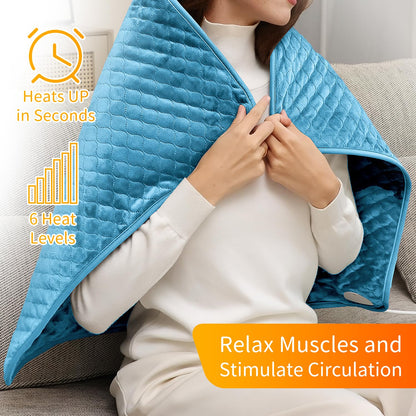 King Size Heating Pad for Back Pain 32"x24" Extra Large Electric Heating Pad for Period Cramps Relief & Body Neck Shoulder Auto Shut Off Heat Pad Temperature Settings Machine Washable Gray