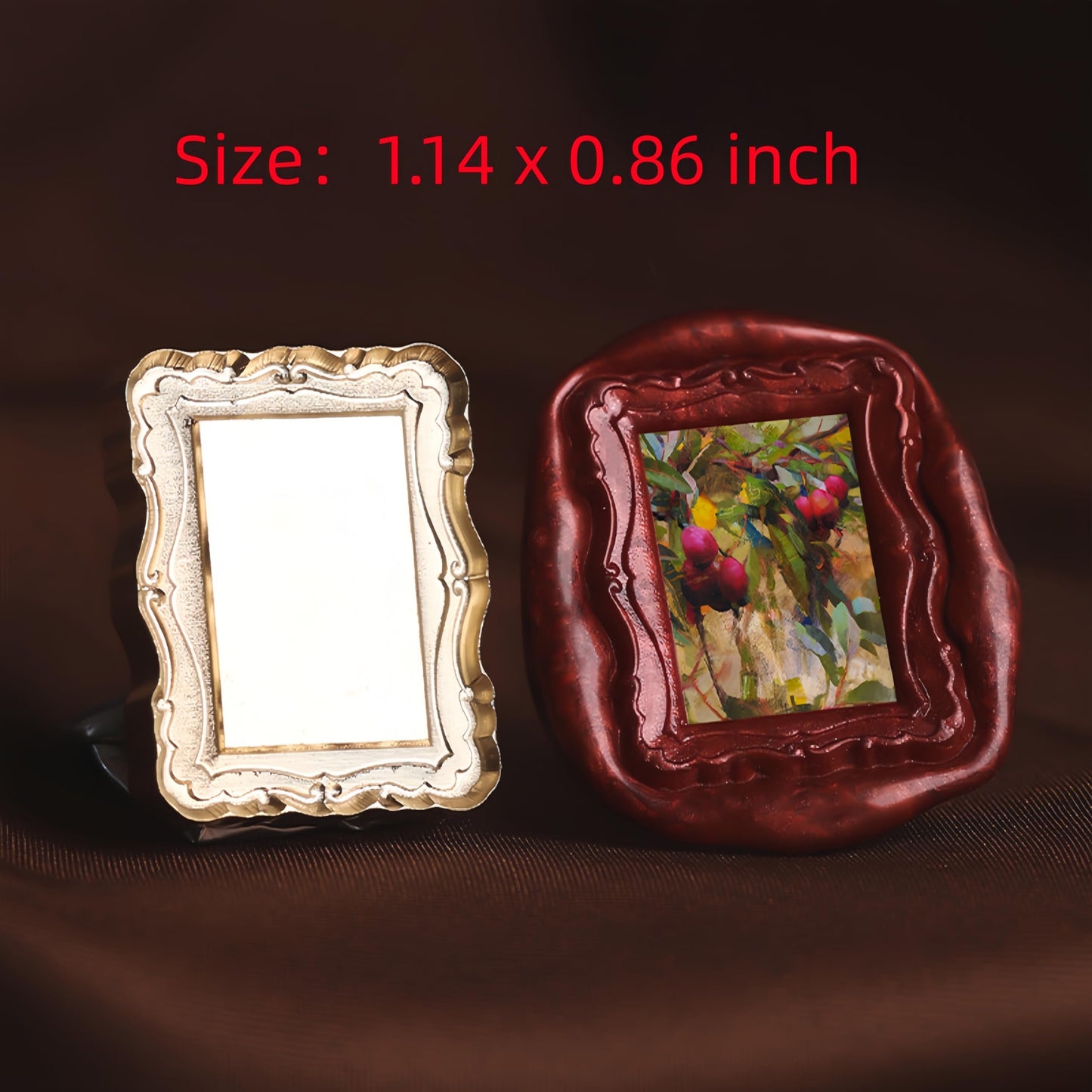 3D Embossed Frame Wax Seal Stamp, Frame Relief Carving Sealing Stamp Set with 150Pcs Green Red White Gold Blue Sealing Wax Beads in 5 Color, Melt Spoon Pen Kit for Wedding and Christmas (KM03)