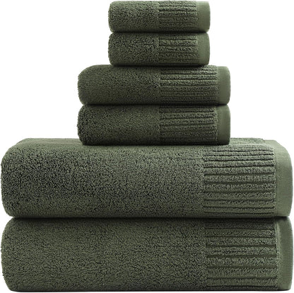 27.5x55 Inches Set 6 100 650GSM Green,6PCS) YTYC Luxury Bath Towels of Large, Percent Cotton Super Absorbent Soft