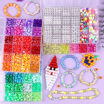Wuollgess 4000 Pcs Pony Beads for Bracelet Making Kit, 90 Colors 5 Boxes Rave Kandi Beads Glow in The Dark, with UV Color Changing, Chrome & Alphabet Letter Beads for Friendship Jewelry DIY Crafts